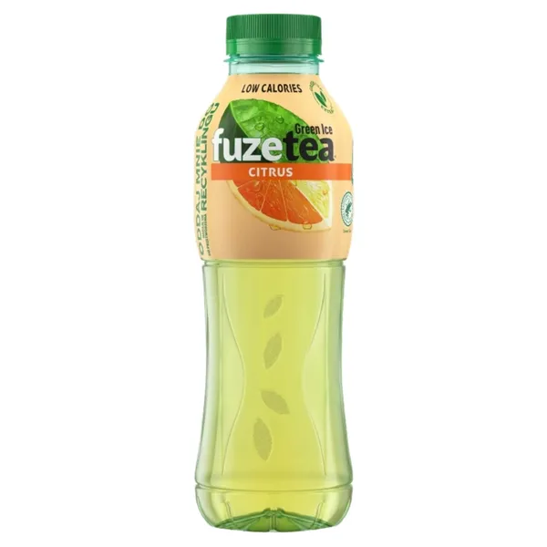 Tsitrusemaitseline rohelise tee ekstraktiga karboniseerimata teejook suhkrute ja magusainega Fuze Tea 0,5l