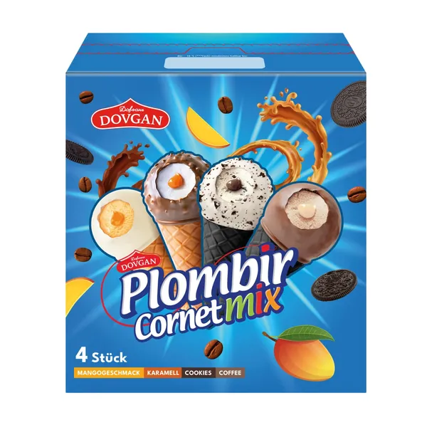 Jäätised mango, karamelli, küpsise, kohvi Cornet Mix 4tk 280g/ 440ml