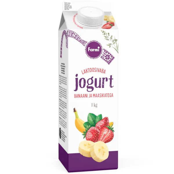 Jogurt maasika-banaani laktoosivaba Farmi 1kg