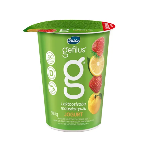 Jogurt VALIO, Gefilus, maasika-yuzu, laktoosivaba, 380g