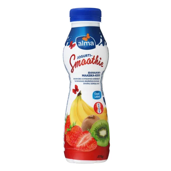 Jogurtismuuti banaani-maasika-kiivi, ALMA, 275 g