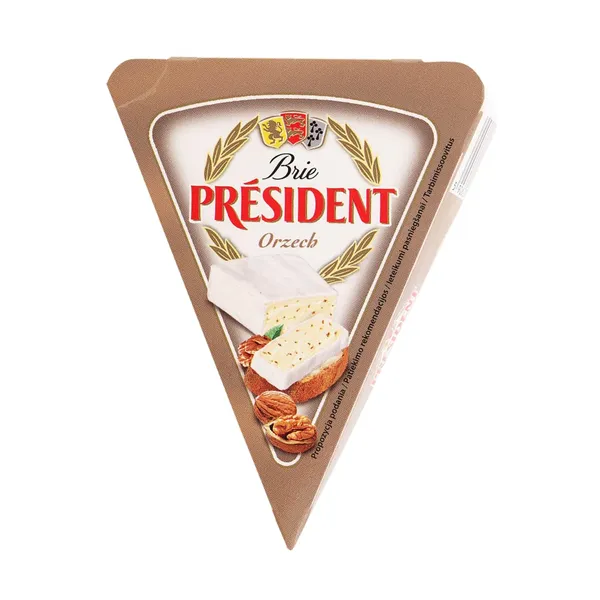 Brie valgehallitusjuust kreeka pähklitega, PRESIDENT, 125 g