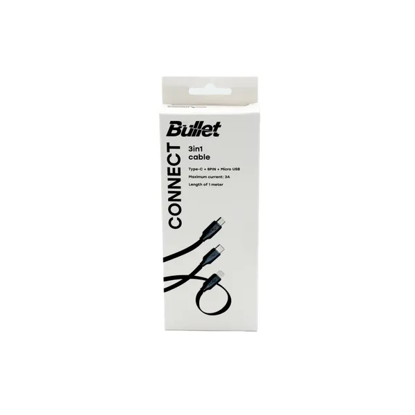 Kaabel USB 3in1 Micro, USB-C, 8PIN Bullet 1m
