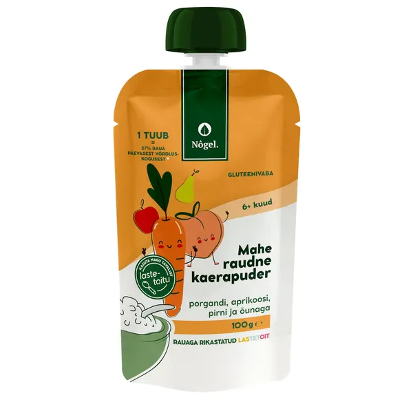 Kaerapuder rauaga porgandi-aprikoosi-pirni-õuna Nogel öko 100g