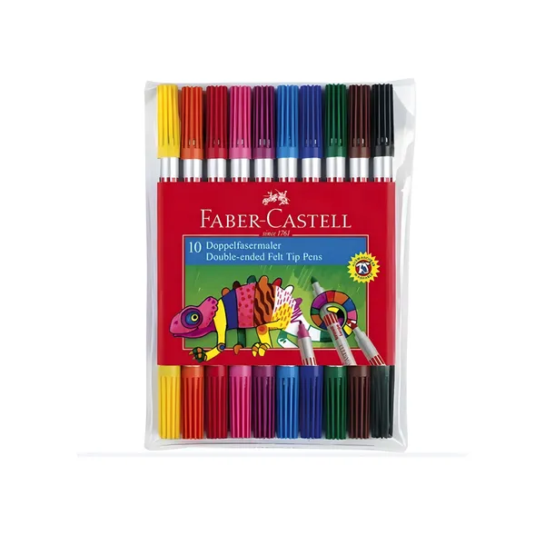 Kahepoolsete otstega viltpliiatsid Faber-Castell, 10 värvi