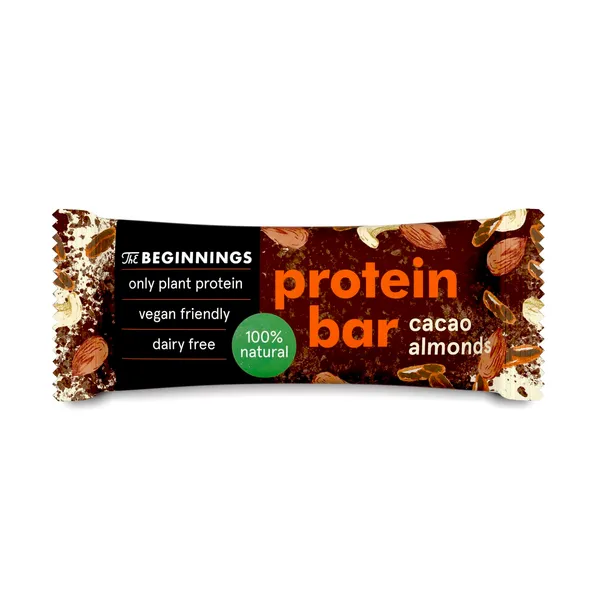 Proteiinibatoon THE BEGINNINGS, kakao, mandel, vegan, gluteenivaba, 40g