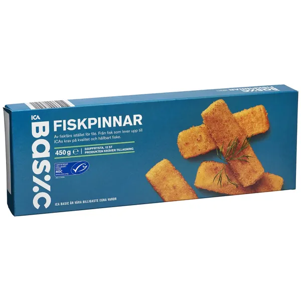 Kalapulgad paneeritud, eelpraetud ICA Basic MSC, 450g