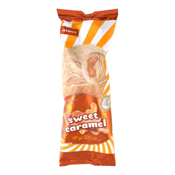 Karamelli jäätis Rimi karamelli täidisega vahvlikoonuses 200ml/110g