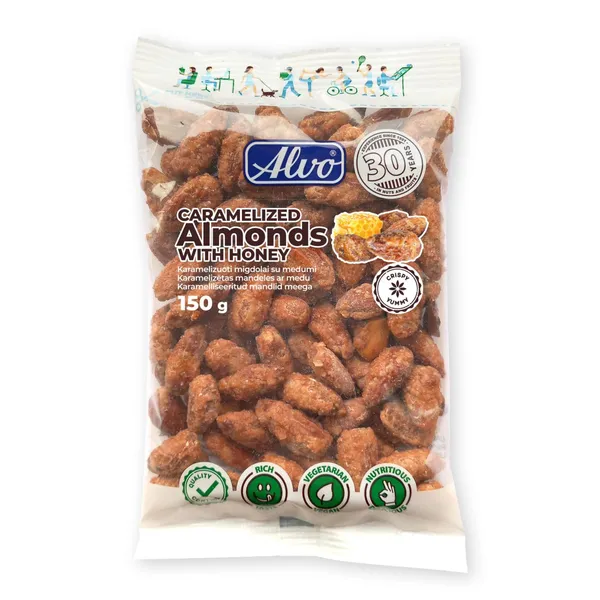 Karamelliseeritud mandlid meega Alvo 150g