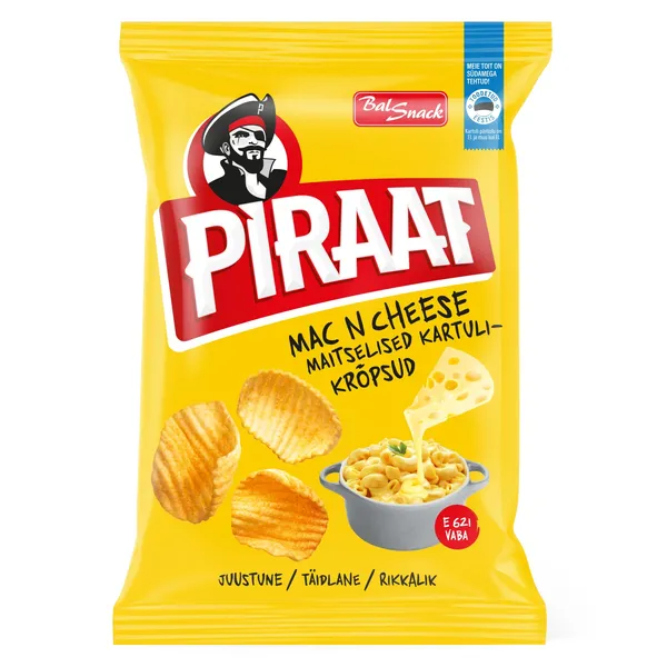 Kartulikrõpsud Mac-n-cheese maitselised Piraat 150g