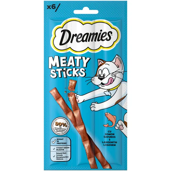 Kassimaiused Dreamies Meaty Sticks lõhega 6x5g