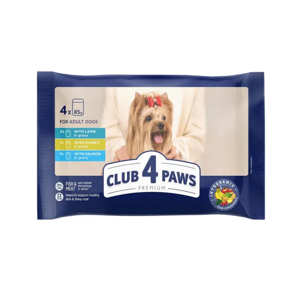 Koeratoit lambaliha, küüliku ja lõhega Club 4 Paws Premium 4x85g