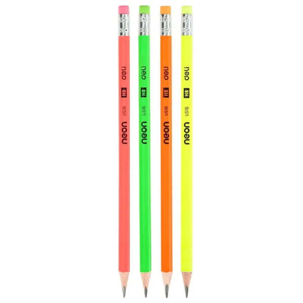 Kolmnurkne pliiats kustukummiga Deli Neon U546, HB, 1tk