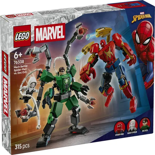 Konstruktor Lego Robotite Lahing: Spider-Man Vs. Doc Ock 76338, vanus: 6+