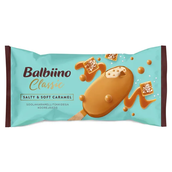 Soolakaramellitükkidega koorejäätis karamelliglasuuris, CLASSIC, 69 g