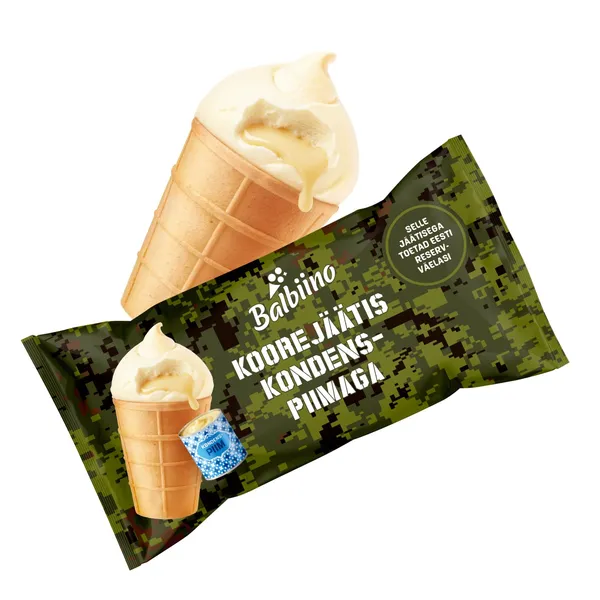 Koorejäätis kondenspiimaga vahvlitopsis Reservväelane Balbiino 125ml/65g