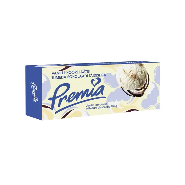 Koorejäätis vanilli tumeda šokolaaditäidisega Premia 480g/1l
