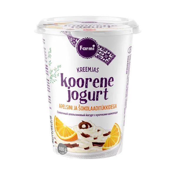 Koorene jogurt apelsini-šokolaadi tükkidega Farmi 400g