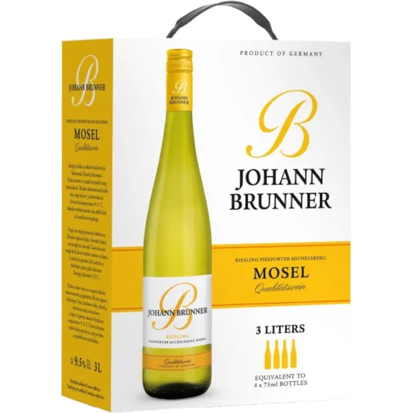 Kaitstud päritolunimetusega vein Johann Brunner Riesling Mosel 9,5%vol 3l Valge#Poolkuiv#Riesling