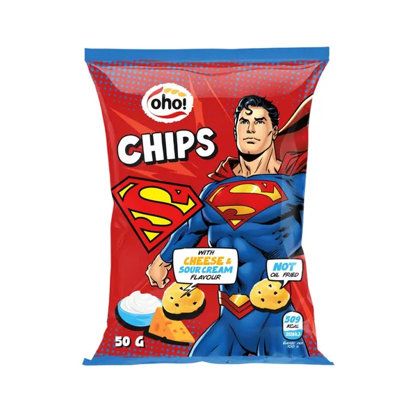 Krõpsud Oho Superman juustu- ja hapukooremaitselised 50g