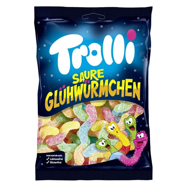 Želejkonfektes TROLLI Sour Glowworms 200g