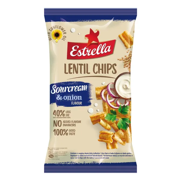 Čipsi lēcu Estrella krējums sīpoli 100g