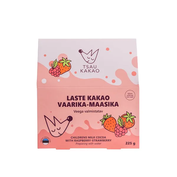 Laste kakao maasikaga ja vaarikaga Tsau Kakao 225g