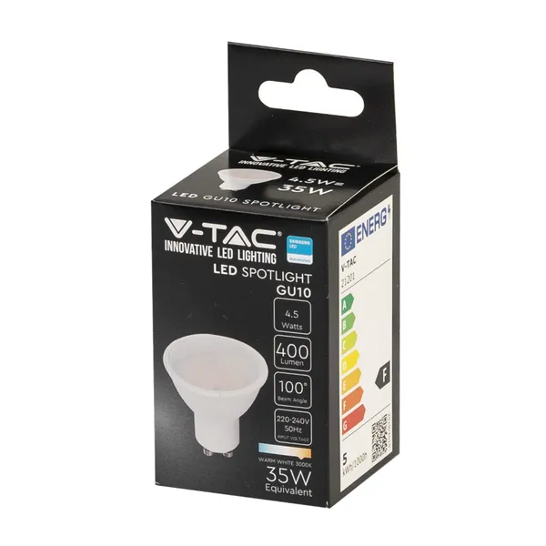 LED lamp GU10/4,5W/400lm/3000K/110°, V-TAC, 1 tk