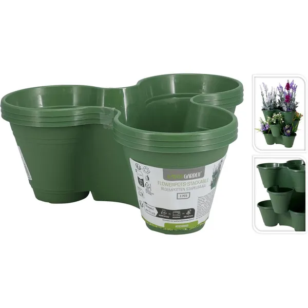 Puķu podu komplekts 3gab, zaļi SG26