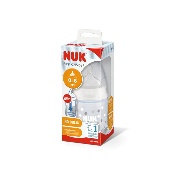 Lutipudel Nuk First Choice Plus temperatuuri mõõtev pudel silikoon 0-6 kuud 150ml