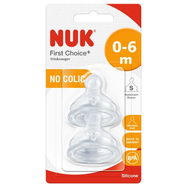 Lutt Nuk First Choice+ suurus S, silikoon 0-6m 2 tk.