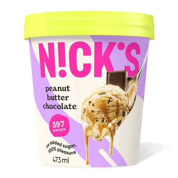 Nicks maapähklikreemimaitseline jäätis šokolaaditükkidega ja maapähklivõi kreemiga magusainetega 473ml/266g