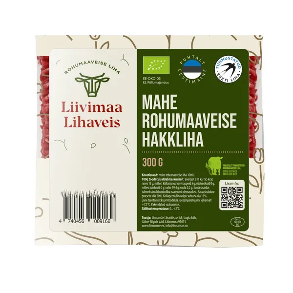 Mahe rohumaaveise hakkliha Liivima Lihaveis 300g