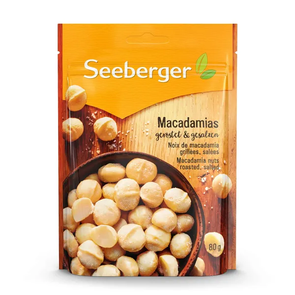 Makadaamiapähklid, röstitud, soolatud, SEEBERGER, 80 g