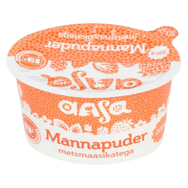 Mannapuder metsmaasikatega AASA 6% 200g
