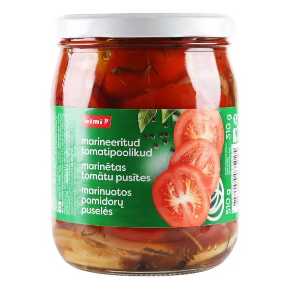 Marineeritud tomatipoolikud Rimi 510g/310g