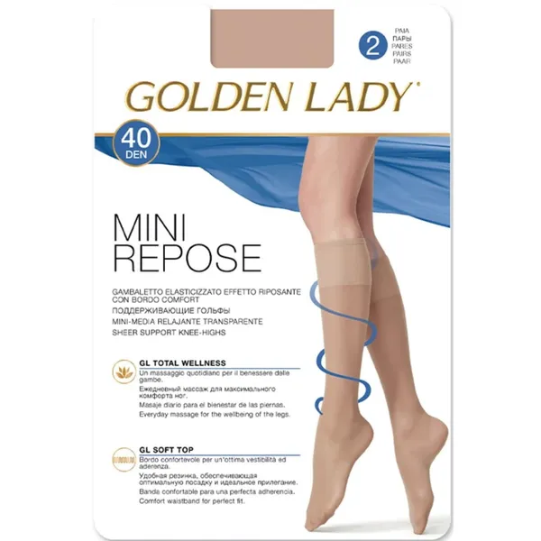 Naiste põlvikud Golden Lady Minirepose 40den 1/2 nero 2 paari