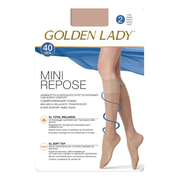Naiste põlvikud Golden Lady Minirepose 40den 3/4 nero 2 paari