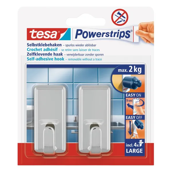 Nagid Tesa Powerstrips 58051 iseliimuvad, eemaldatavad, kroomitud 2x2kg