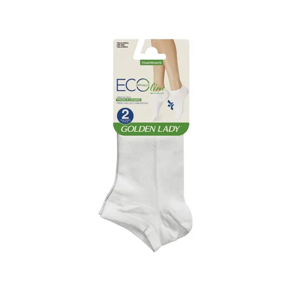 Naiste lühikesed sokid Golden Lady Ecoline uni bianco 2 paari