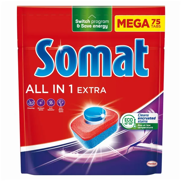 Nõudepesumasina tabletid All in One Extra, SOMAT, 75 tk