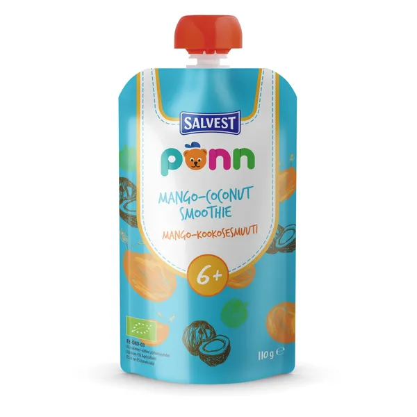 Ökoloogiline Mango-kookosesmuuti 6+, PÕNN, 110 g