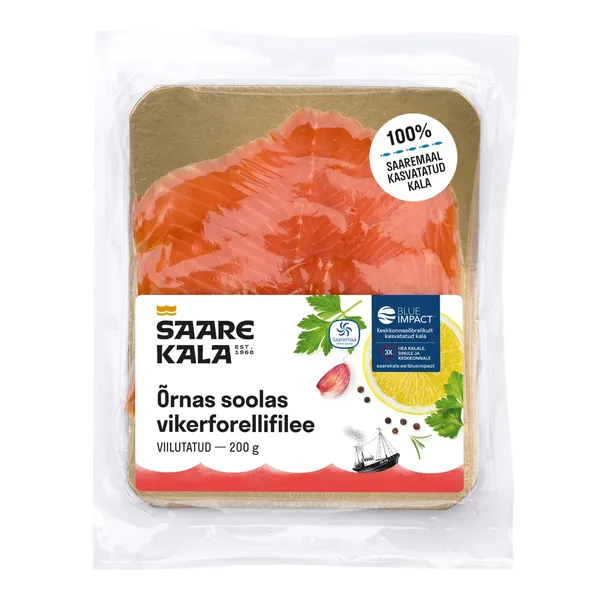 Õrnas soolas vikerforellifilee viilutatud Saare Kala 200g
