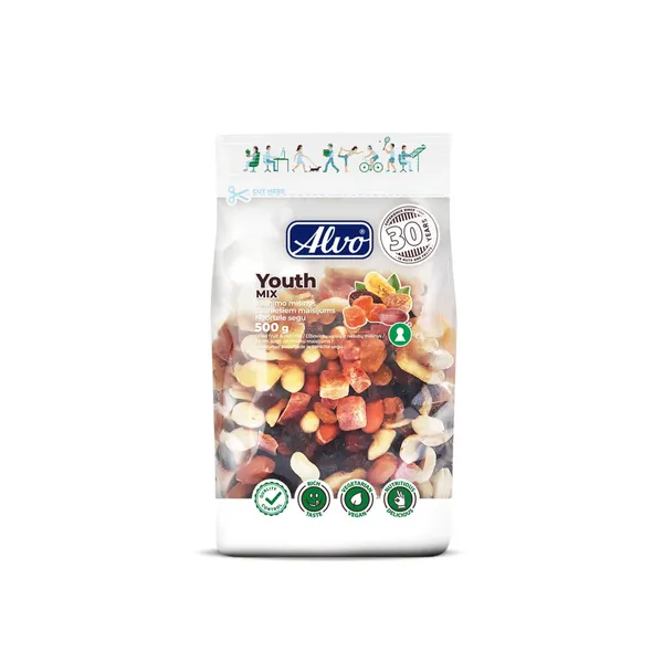 Pähkli ja kuivatatud puuviljade segu Jaunimo 500g