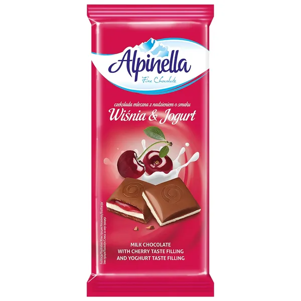 Piimašokolaad jogurti- ja kirsitäidisega Alpinella 100g