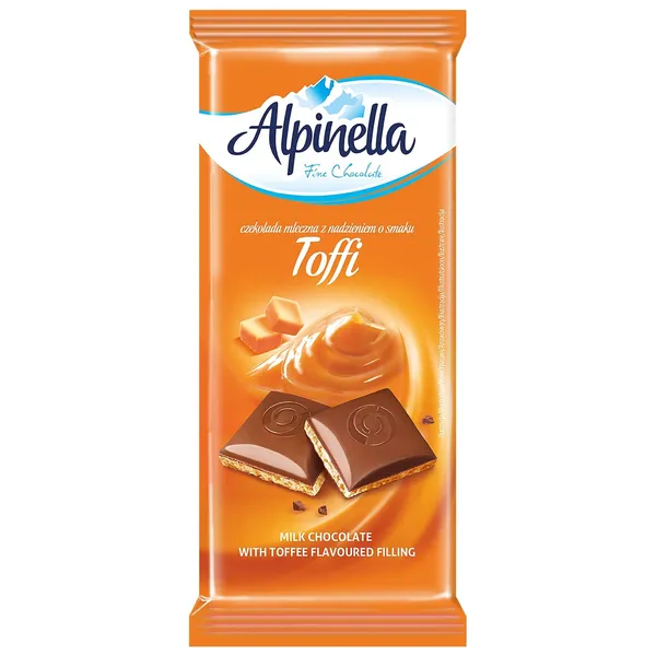 Piimašokolaad toffee maitselise täidisega Alpinella 100g