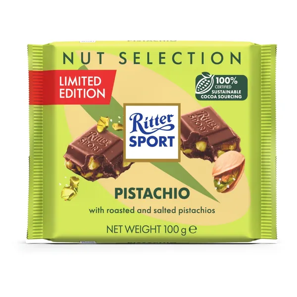 Piena šokol. Ritter Sport ar pistācijām 100g