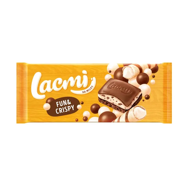 Piimašokolaad piimatäidise ja riisikrõpsudega Lacmi Fun&Crispy 85g