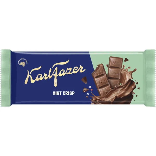 Piimašokolaad piparmünditükikestega, KARL FAZER, 95g