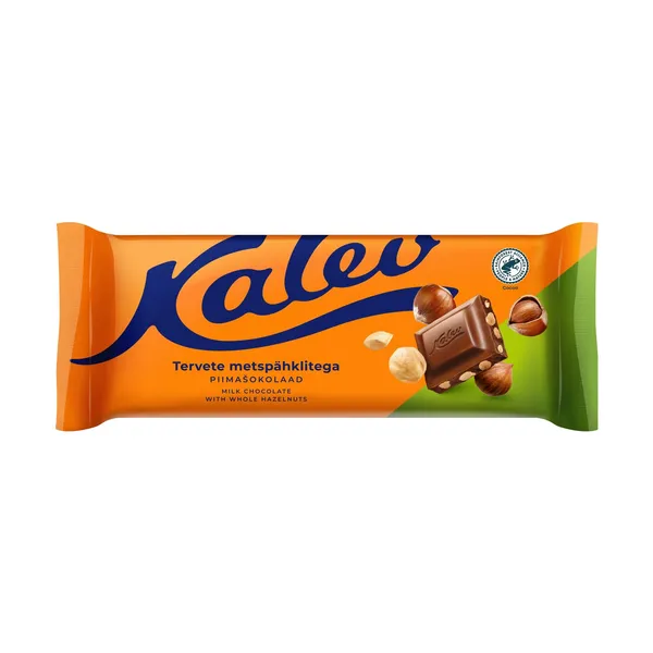 Piimašokolaad tervete metspähklitega, KALEV, 190 g